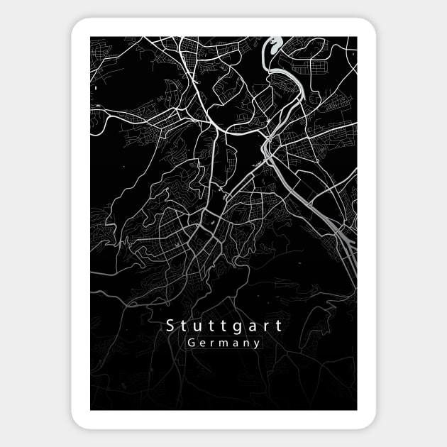 Stuttgart Germany City Map dark Sticker by Robin-Niemczyk